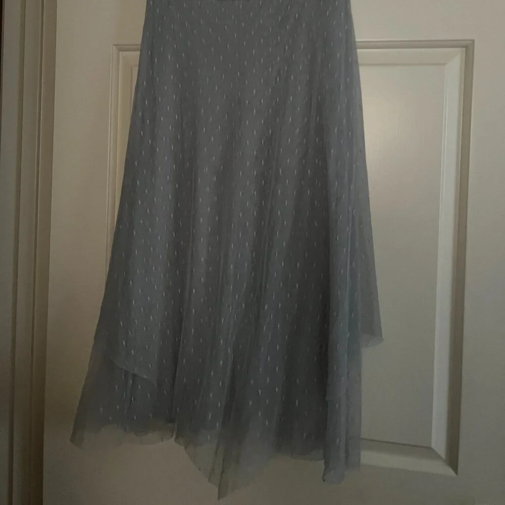 Free People gray mesh pink polka dot drees
